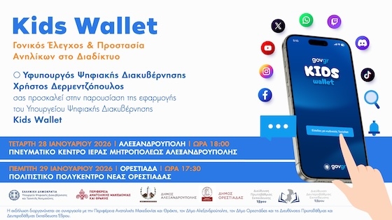 Επίκεντρο της κάθε εκδήλωσης θα αποτελέσει η παρουσίαση και η αξιοποίηση της εφαρμογής Kids Wallet.