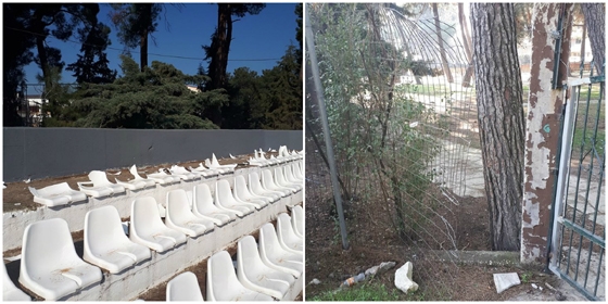 Η εικόνα που δημιουργήθηκε στο αμφιθέατρο μετά την "εισβολή" των δραστών
