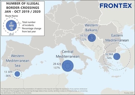 Μεταναστευτικό - Frontex: Μειώθηκαν κατά 74% οι ροές προς την Ελλάδα